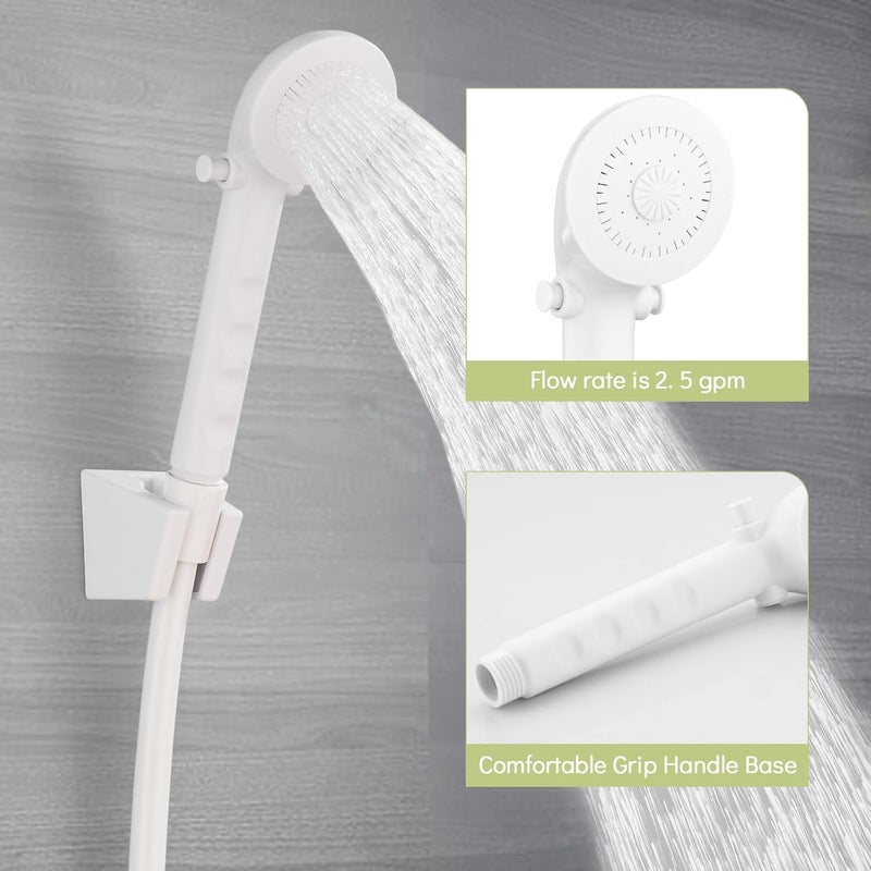 gcbcrit RV Shower Head with Hose, Outdoor Shower, Non-Metallic Outdoor RV Shower Kits Replacement, Camper Shower Head Kits with Hose Guide and Shower Wand Bracket Holder (White) - Image 3